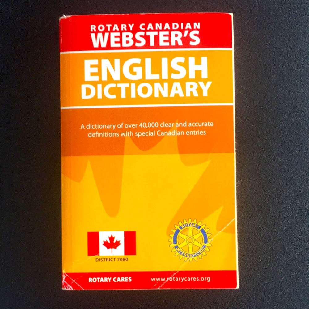 Rotary Canadian Websters English Dictionary School Childrens Book